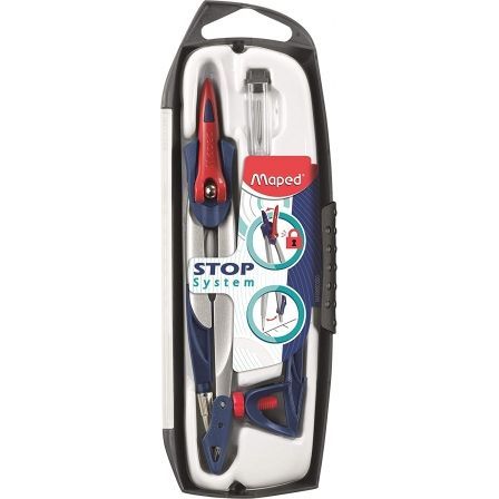 Maped Compás Stop System con Adaptador y Estuche de Minas de 3 Piezas Maped Compás Stop System con Adaptador y Estuche de Minas de 3 Piezas